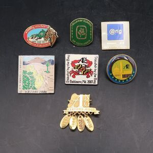 ANG American Needlepoint Guild Metal Pin Pinback Set of 7 Vintage Events Judge